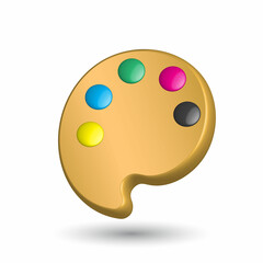 3D vector illustration of a watercolor palette icon concept for icons as well as those related to color and art