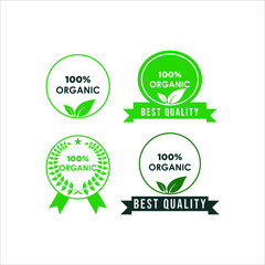set of green stamp for organic product sticker