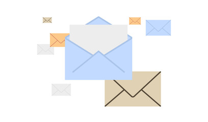 Envelope and mail flat vector illustration.