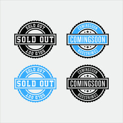 Four roun vintage sold out stamp vector