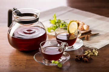 Morning black tea breakfast setup.