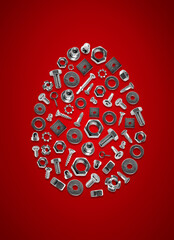 bolts, nuts, nails, screws, tools easter egg red	
 - obrazy, fototapety, plakaty
