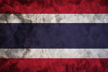 Thai flag on concrete cement wall textured background