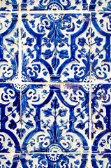 Decorative blue ceramic tiles. Texture.