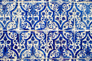 Decorative blue ceramic tiles. Texture.