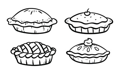 Hand Drawn Pie Doodle Vector Line Art