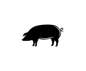 Silhouette pig. Pig icon vector. Pig sign symbol