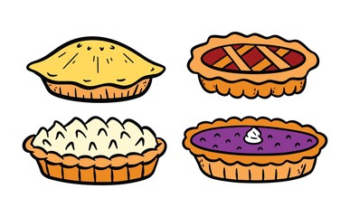 Hand Drawn Pie Doodle Vector Illustration