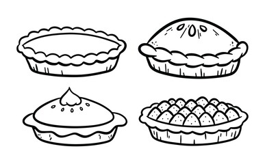 Hand Drawn Pie Doodle Vector Line Art