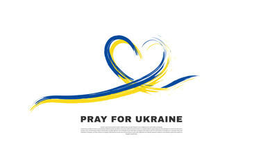 Pray for Ukraine concept background, Ukraine flag love shape praying concept vector illustration. Pray For Ukraine peace. Save Ukraine from Russia.