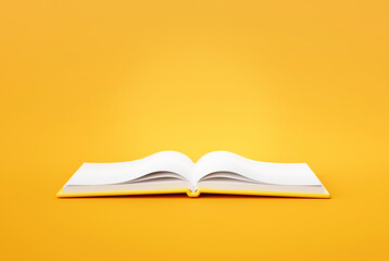 Open Book icon or symbol on yellow background education or bookstore concept 3d rendering