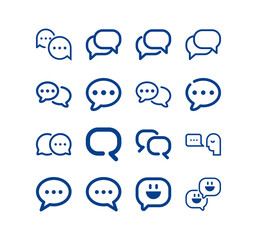 Speech bubble line icon set