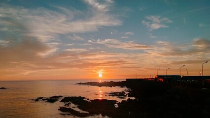 the sunset over the sea
