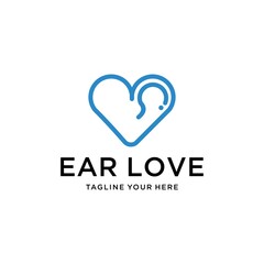 logo design ear care or ear with a love logo design vector template.