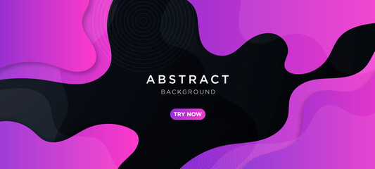 Liquid abstract background. Blue and pink fluid vector banner template for social media, web sites. Wavy shapes	
