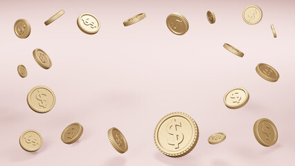 Modern 3d realistic gold coins illustration, Businees and finacial concept.