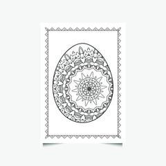 Easter egg doodle coloring book page. coloring pages for children and adults on a white background.