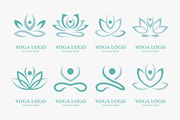 set of yoga logo design vector
