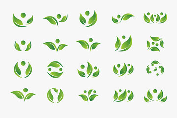 Set of the environment leaf logo design vector collection