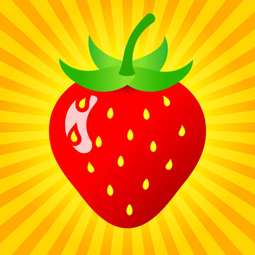 Strawberry vector cartoon, summer poster design