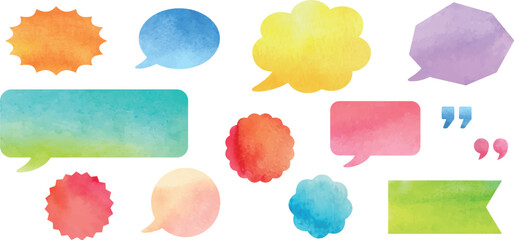 Set of speech balloons drawn in watercolor © conicolor