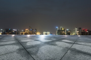 Modern office buildings and square platforms in the city