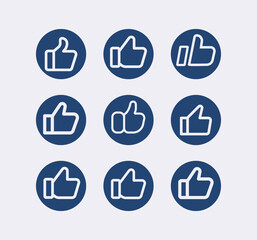 Thumbs up line icon set
