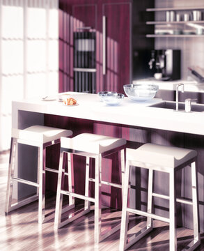 Contemporary Kitchen in Design - Detail 3D Visualization