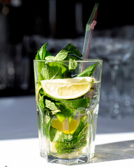 mojito cocktail with lime and mint
