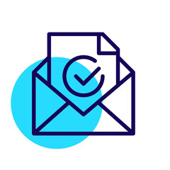 Letter with approval symbol in mail. Pixel perfect, editable stroke icon