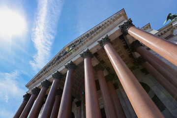 ST. PETERSBURG, RUSSIA - JULY 7, 2021: Collonade of Isaakievsky cathedral
