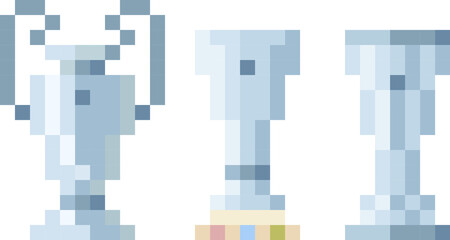 Pixel football cup pack - champions, europa, conference - isolated, vector