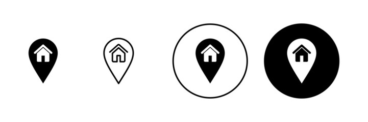 Address icons set. home location sign and symbol. pinpoint