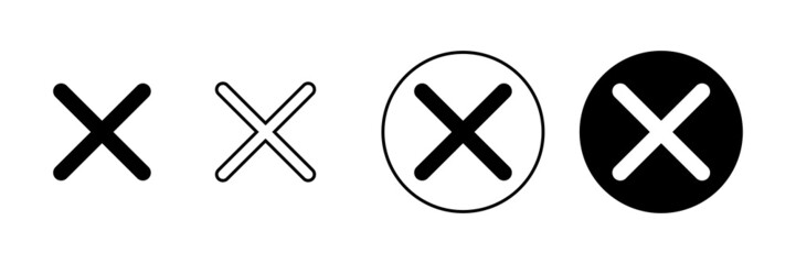 Close icons set. Delete sign and symbol. cross sign