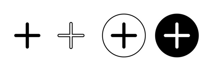 Fototapeta premium Plus Icons set. Add plus sign and symbol