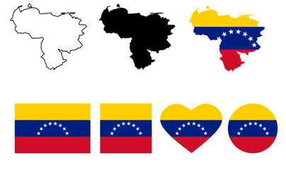 venezuela map flag icon set