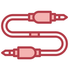 SOUND CABLE red line icon,linear,outline,graphic,illustration