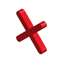Obraz premium Cross isometric mark icon, X sign, simple error design vector illustration, false choice symbol