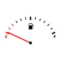 Fuel car indicator icon, gauge petrol automobile meter symbol, control sign vector illustration