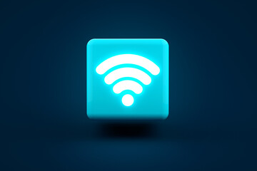 wi fi symbol over blue background, 3d render