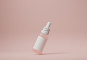 Serum with collagen white product bottle, Skincare beauty treatment mockup packaging cosmetic product