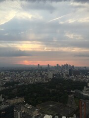 sunset over the city of Tokyo