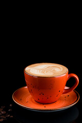 Latte art and coffee beans