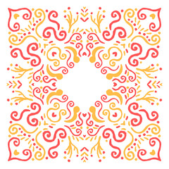 Ornament of silhouette flowers, twisted lines. Tile design.