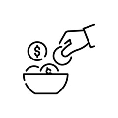 Alms Vector Outline Icon design illustration. EPS 10 File on White background