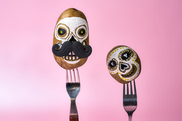Skull pattern potatoes to celebrate the day of the dead