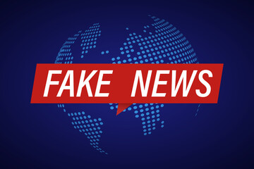 Fake News Live on World Globe Background. Business Technology Online Scam Fraud Hacker False Fake News Background. Misinformation Vector Illustration.