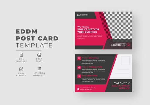 Modern corporate business eddm post card template design