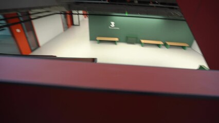 Modern stairs at school or office, no people