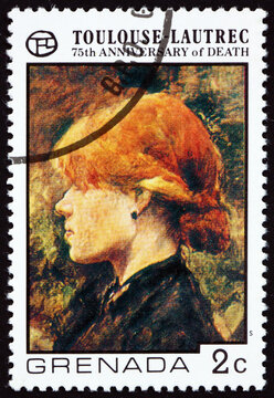 Postage stamp Grenada 1976 Womans Head, Toulouse-Lautrec